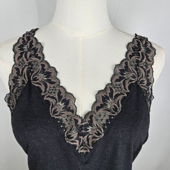 Soma Black Top Size Small Lace Trim Rayon Bamboo Blend Camisole Coquette - Picture 2 of 7